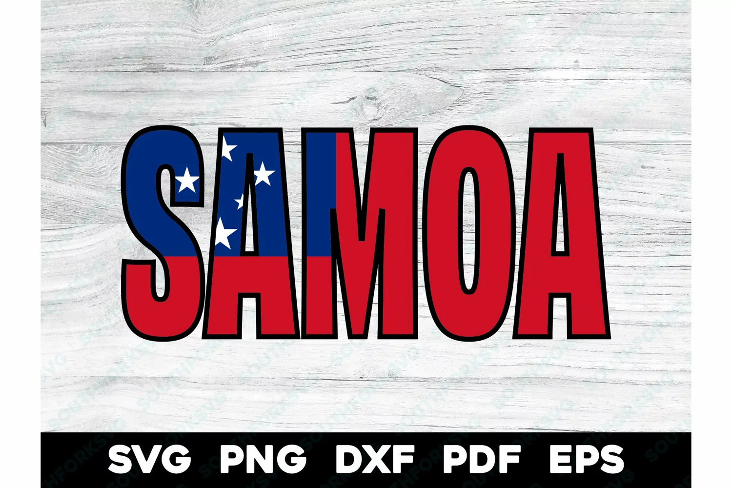 Samoa Country Name Flag Design SVG PNG DXF EPS PDF product image 1