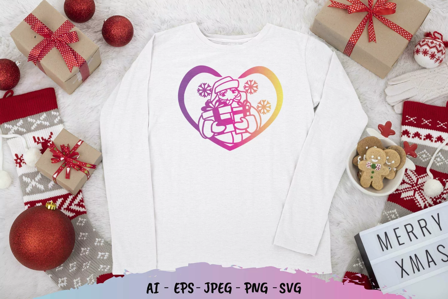 Santa in Heart with Gradient Color product image 1