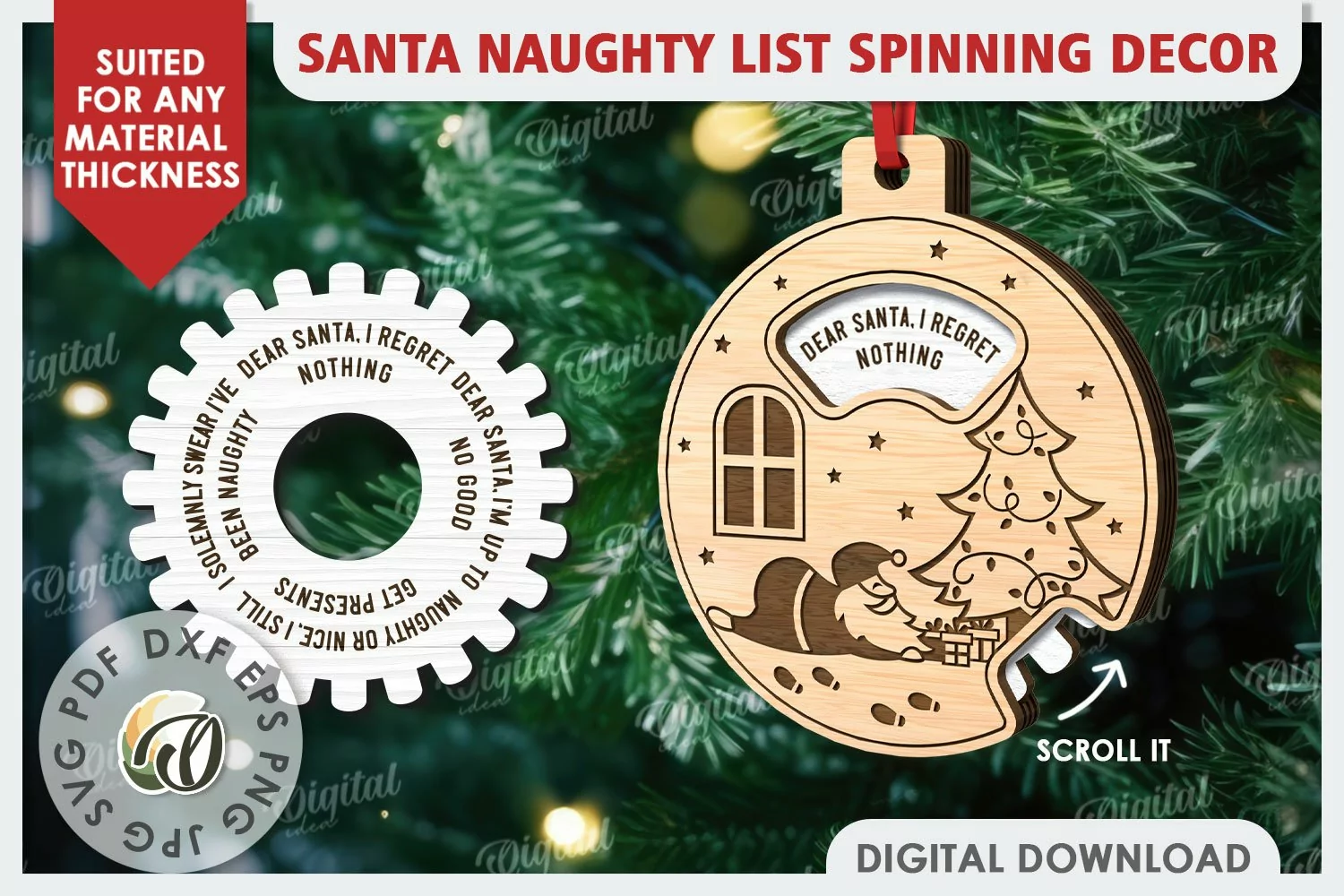 Christmas Tree Decoration Laser Cut. Tree Ornament SVG product image 1