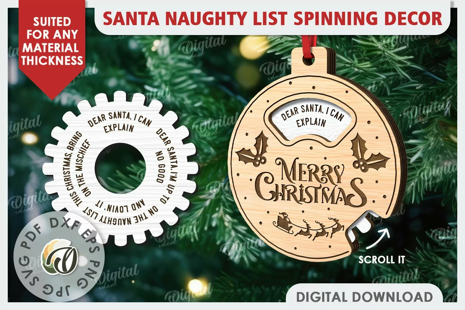Christmas Tree Decoration Laser Cut. Tree Ornament SVG product image 1