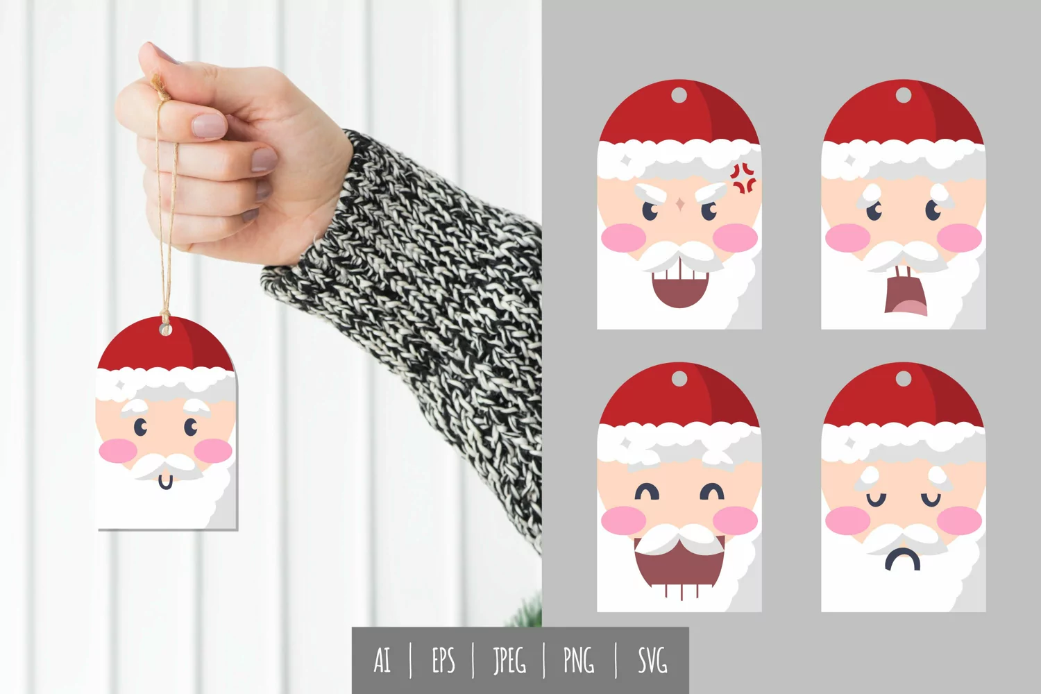 Funny Expression Face Santa Gift Tags product image 1