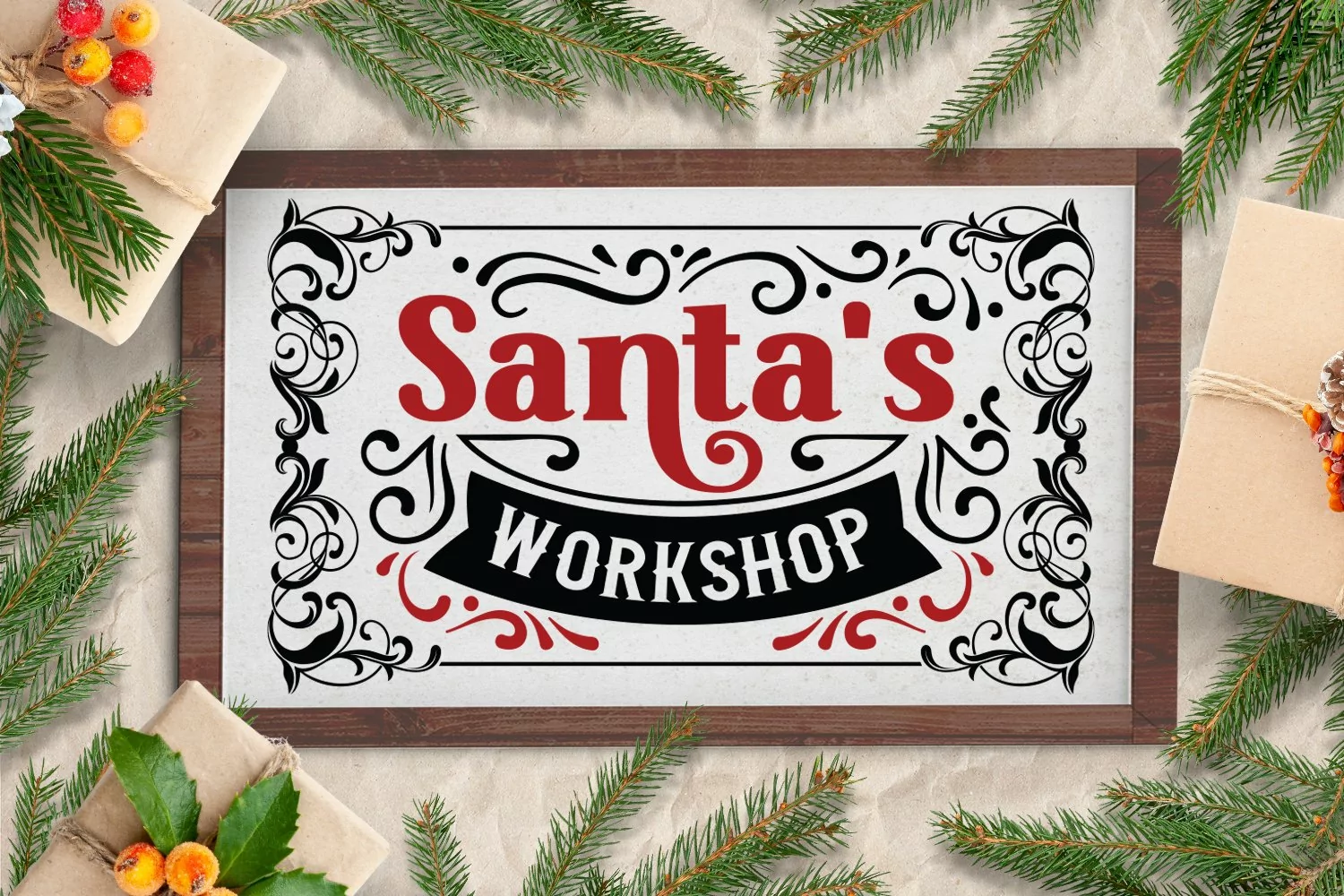 santa s workshop vintage christmas farmhouse sign