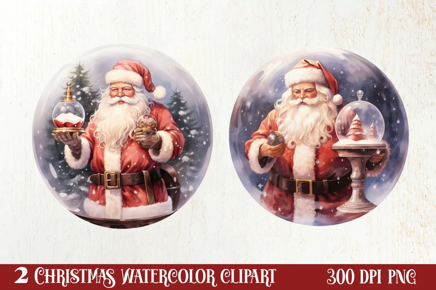Santa Claus In Snow Globe Clipart Sublimation, Christmas SVG product image 1