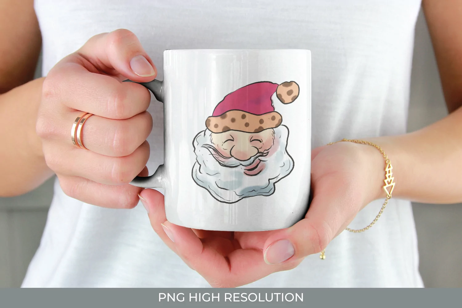 Smiling Santa Wearing Hat Watercolor Sublimation product image 1