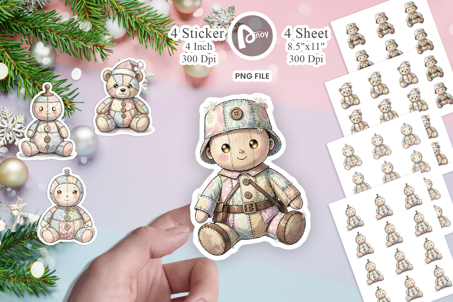 Santa Workshop Patchwork Sticker product image 1