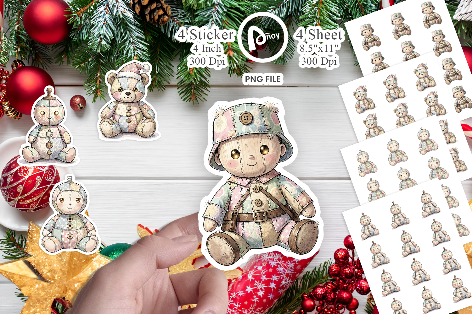 Santa Workshop Patchwork Sticker product image 1