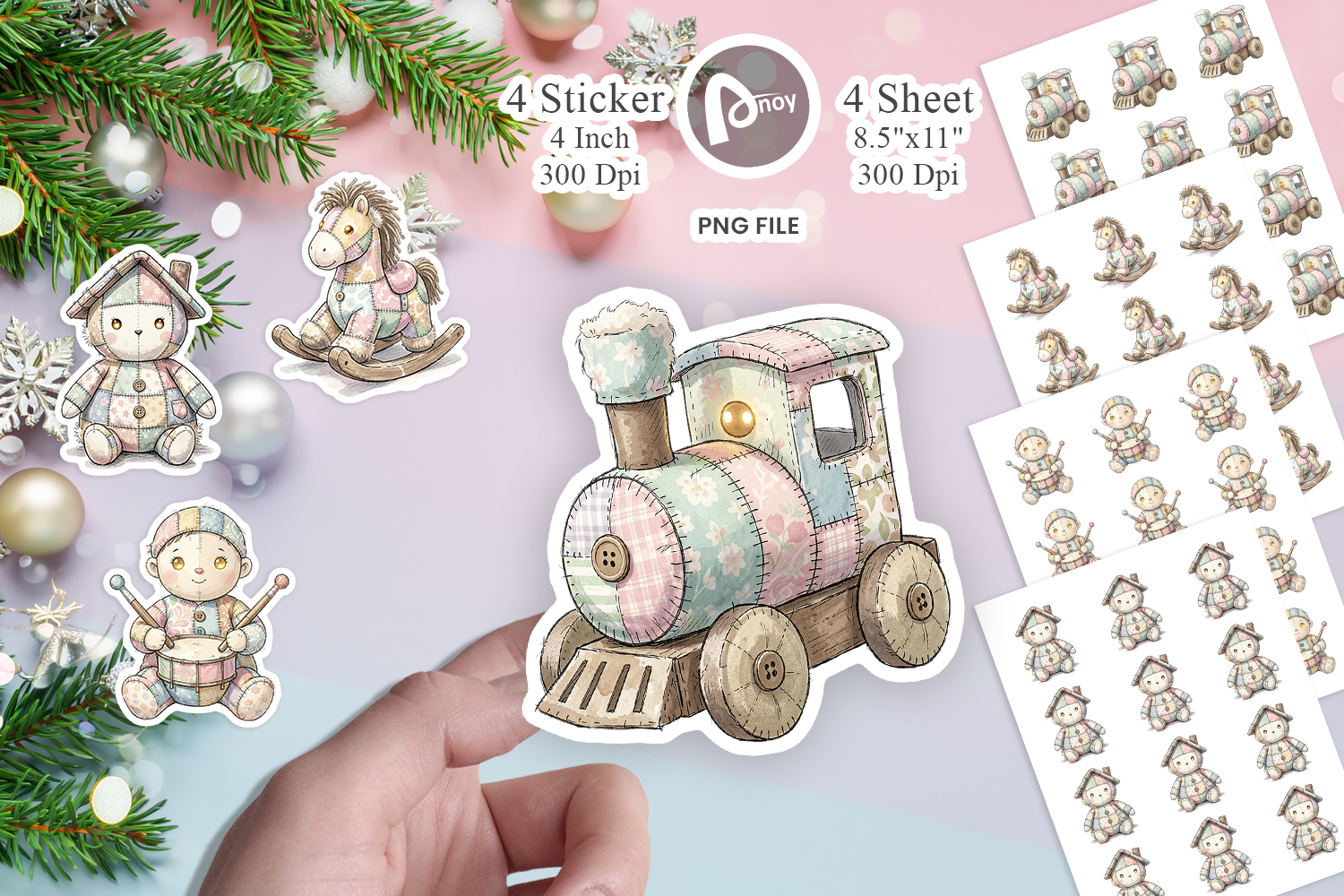 Santa Workshop Patchwork Sticker product image 1