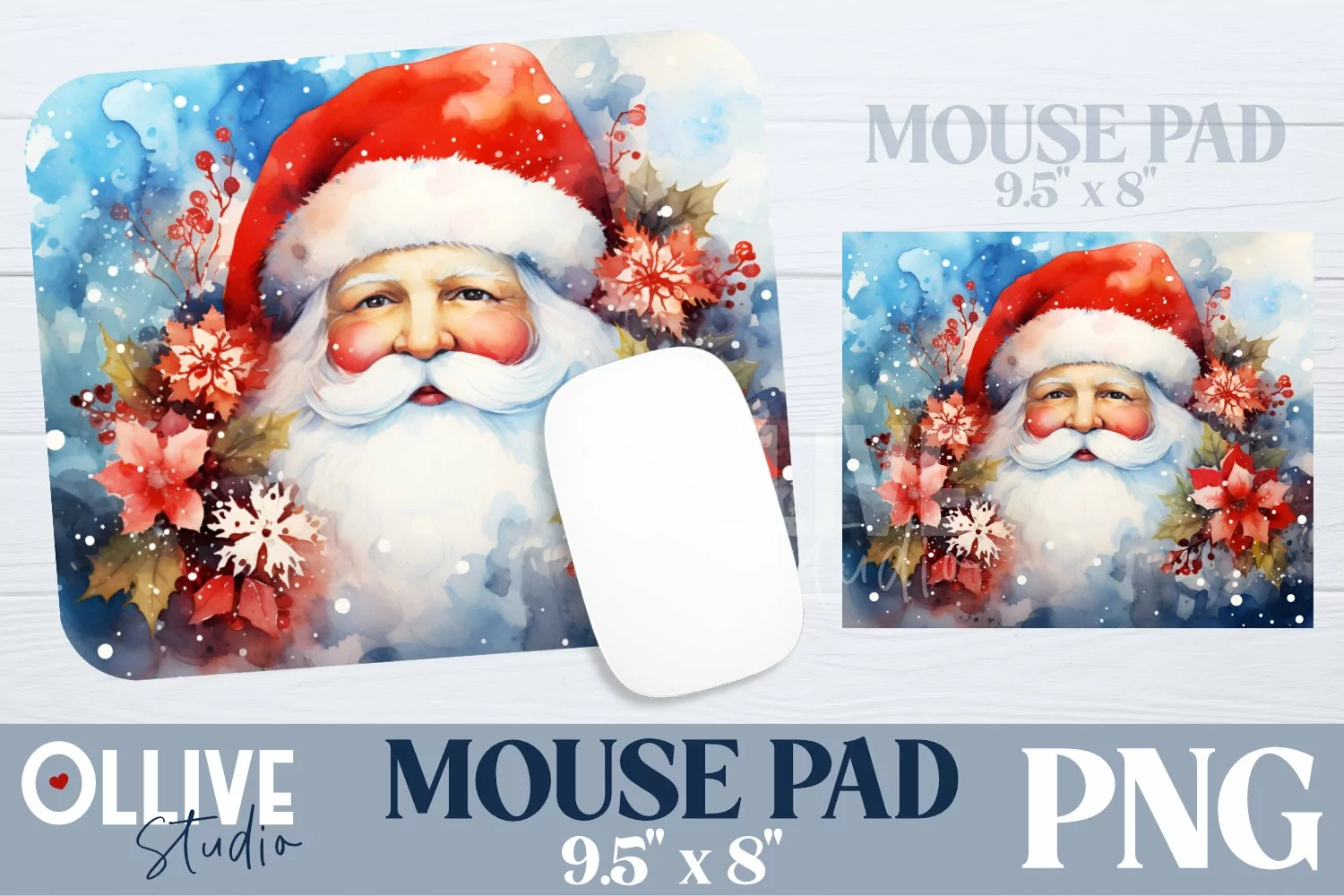 Christmas Santa Mouse Pad Sublimation PNG product image 1