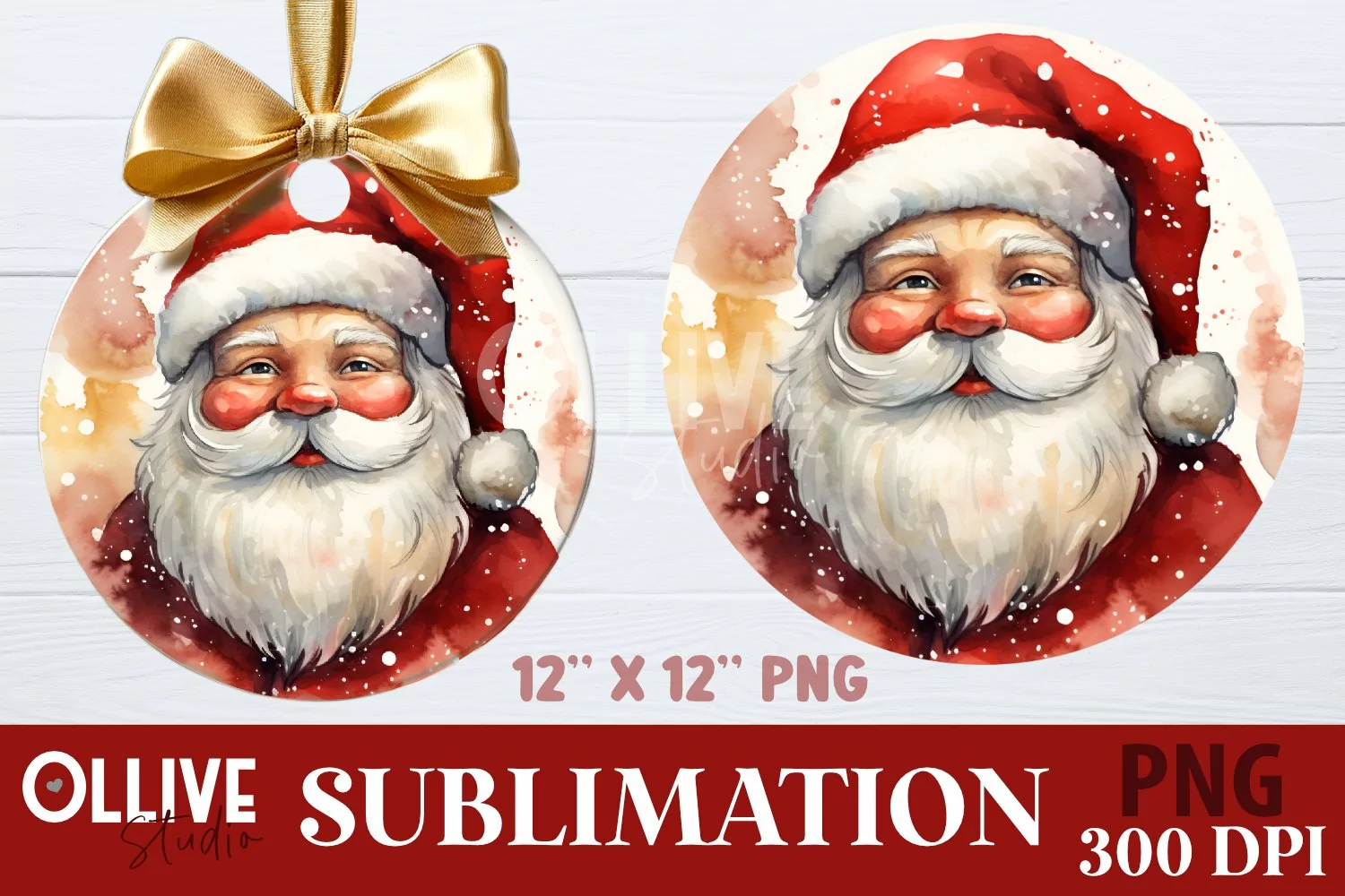 Santa Christmas Sublimation Round PNG product image 1