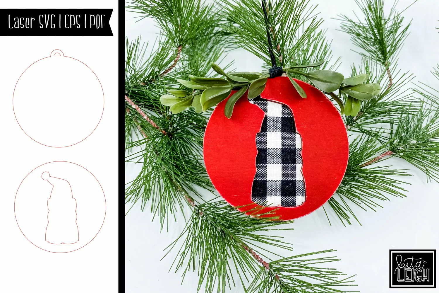 Laser Santa Gnome Cutout Christmas Ornament Design product image 1