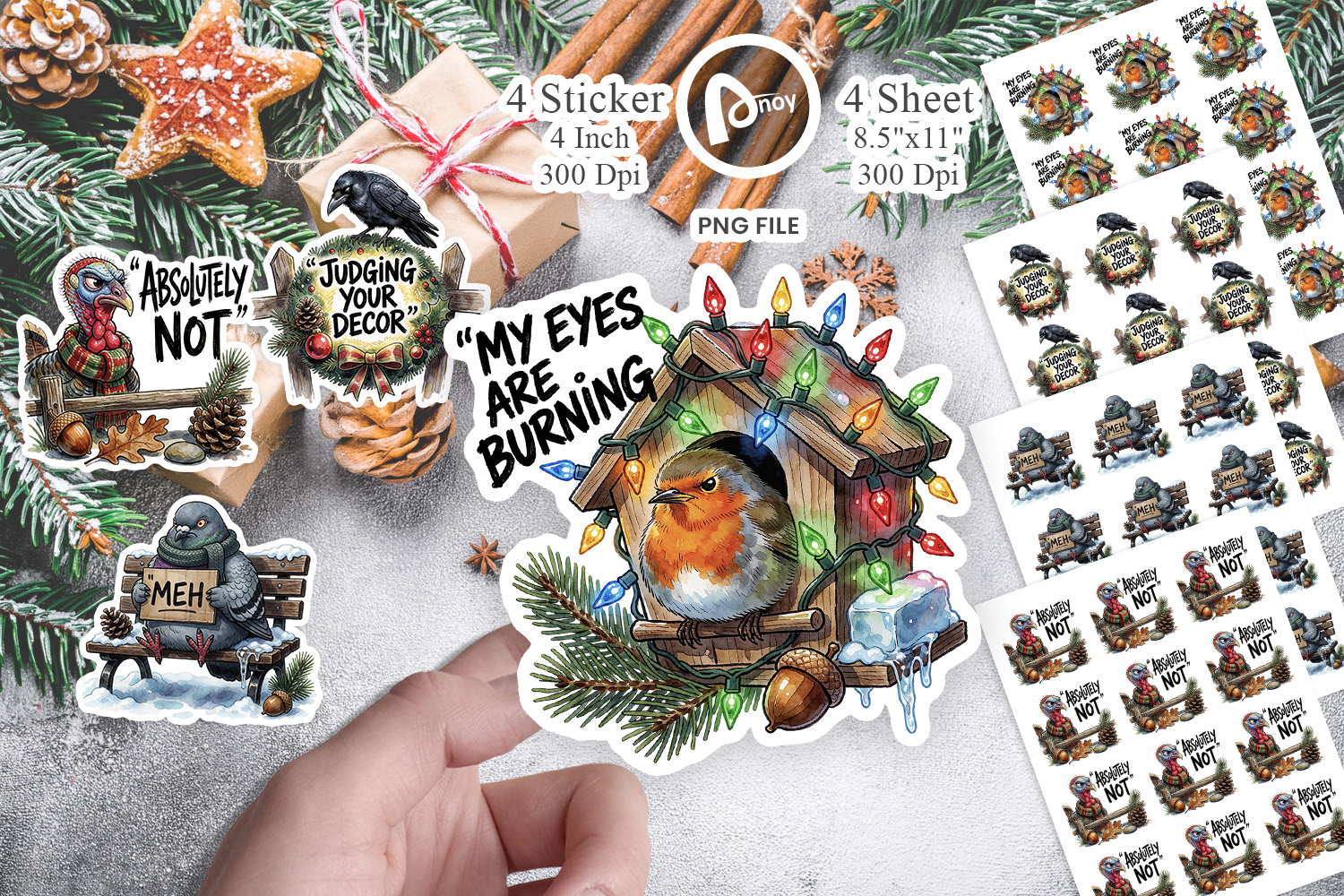 Judgmental Winter Birds Sticker product image 1