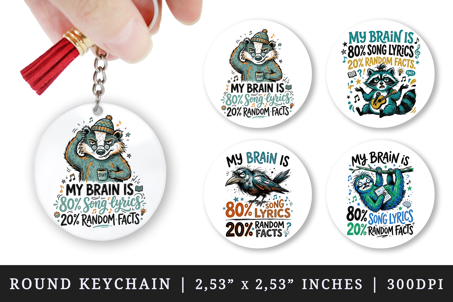 Sarcastic Quote round keychain pintable sublimation design product image 1
