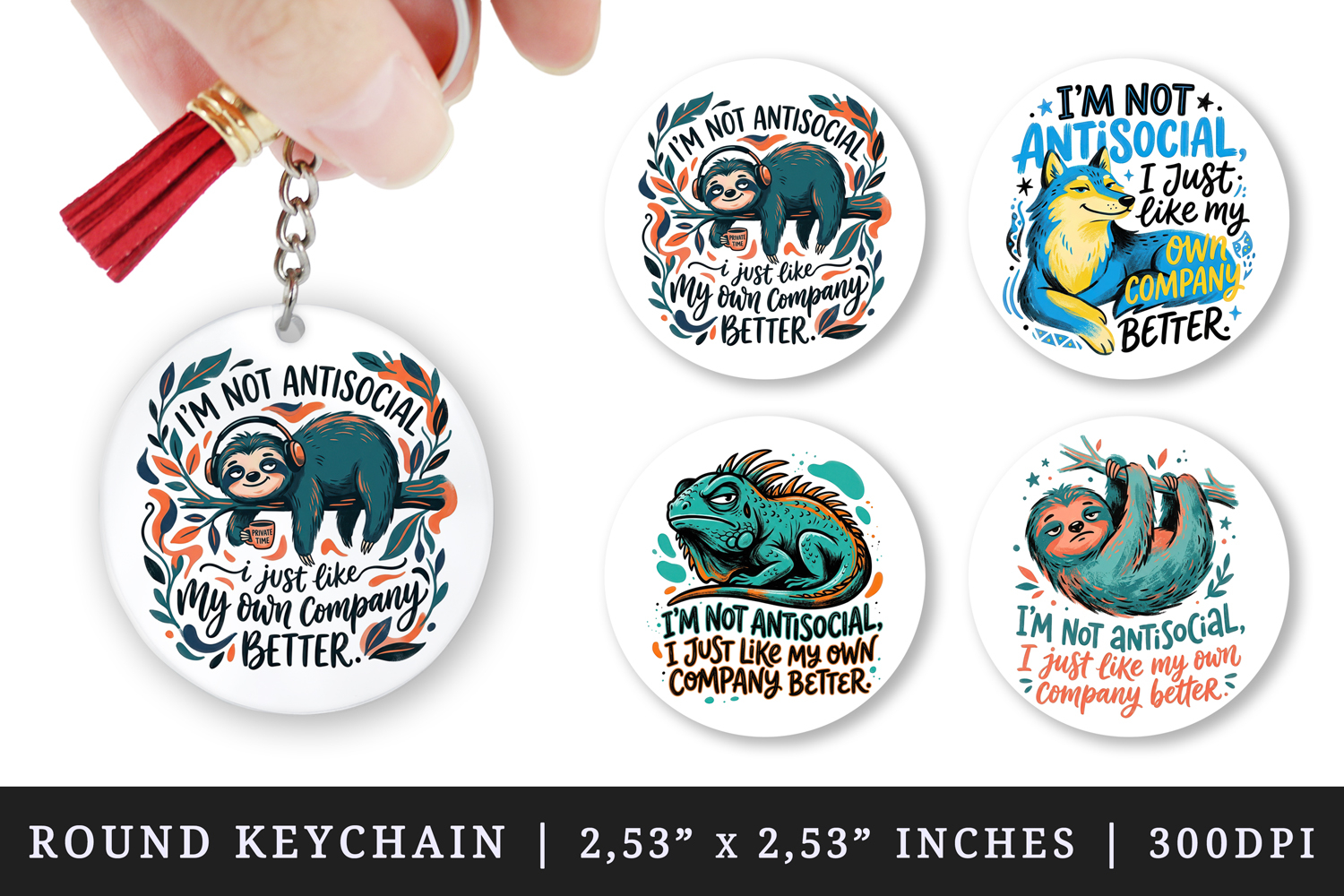 Sarcastic Quote round keychain pintable sublimation design product image 1