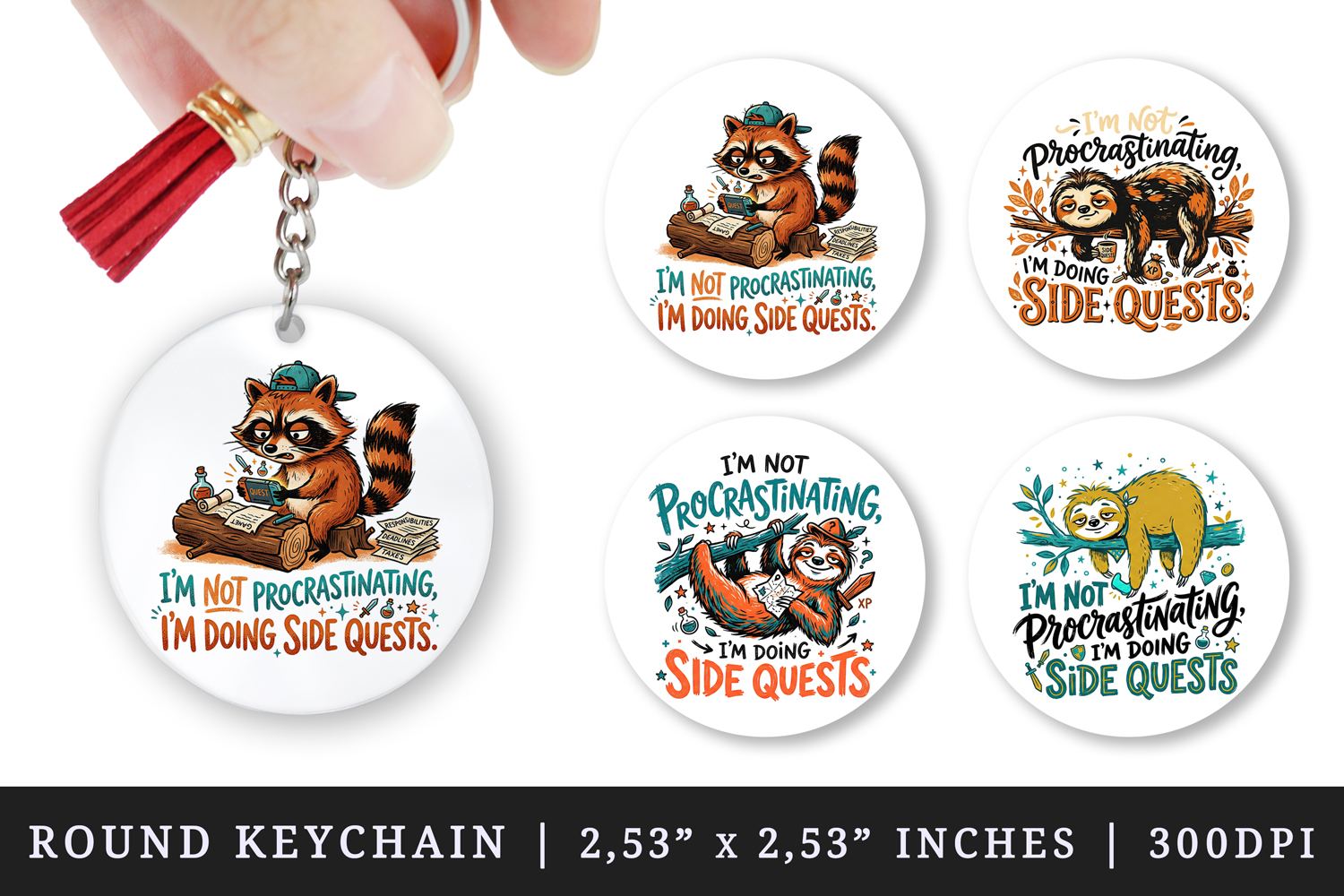 Sarcastic Quote round keychain pintable sublimation design product image 1