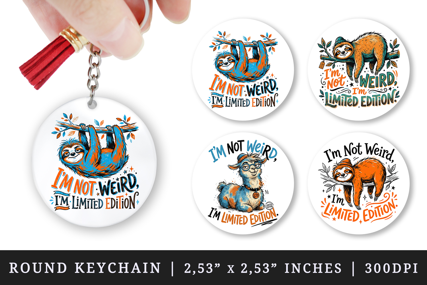 Sarcastic Quote round keychain pintable sublimation design product image 1