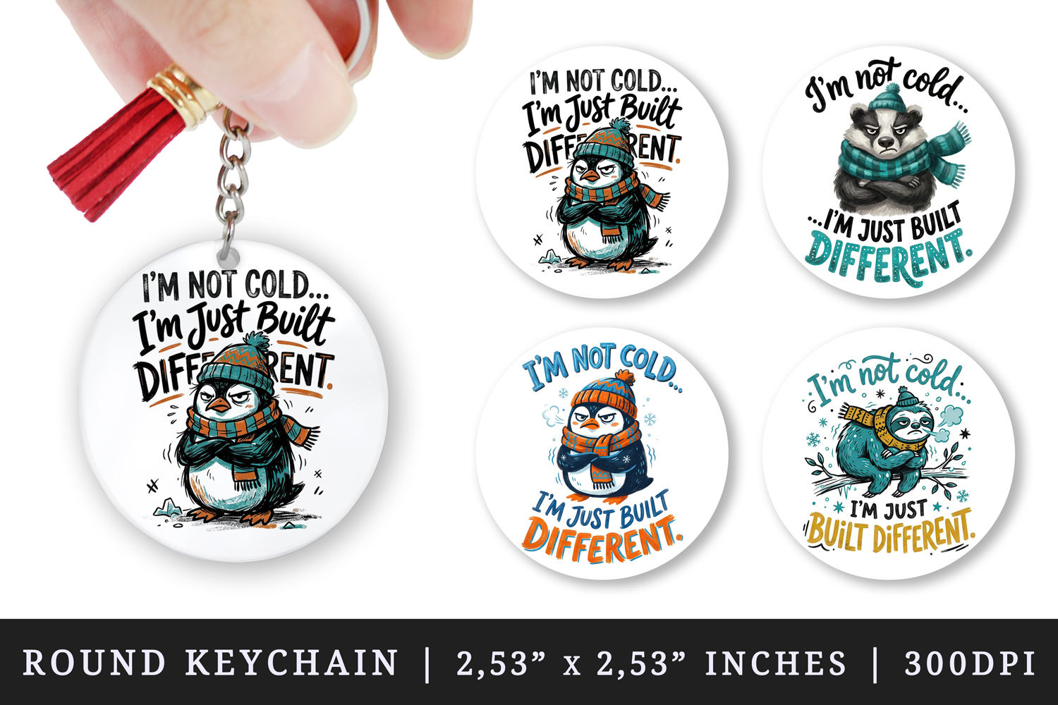 Sarcastic Quote round keychain pintable sublimation design product image 1