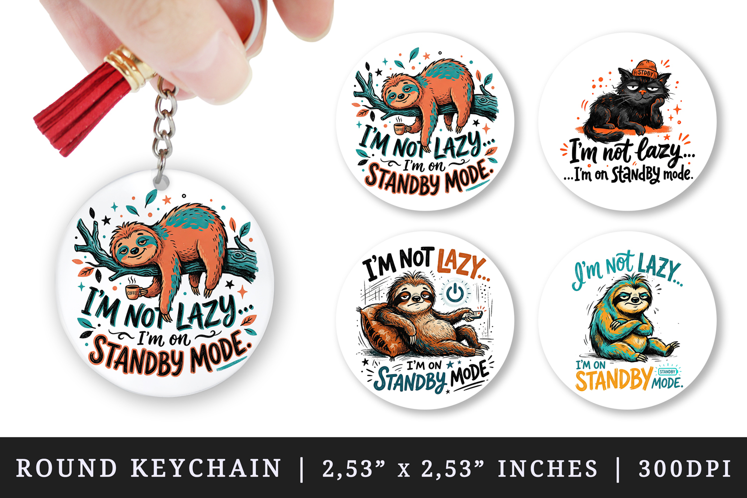 Sarcastic Quote round keychain pintable sublimation design product image 1