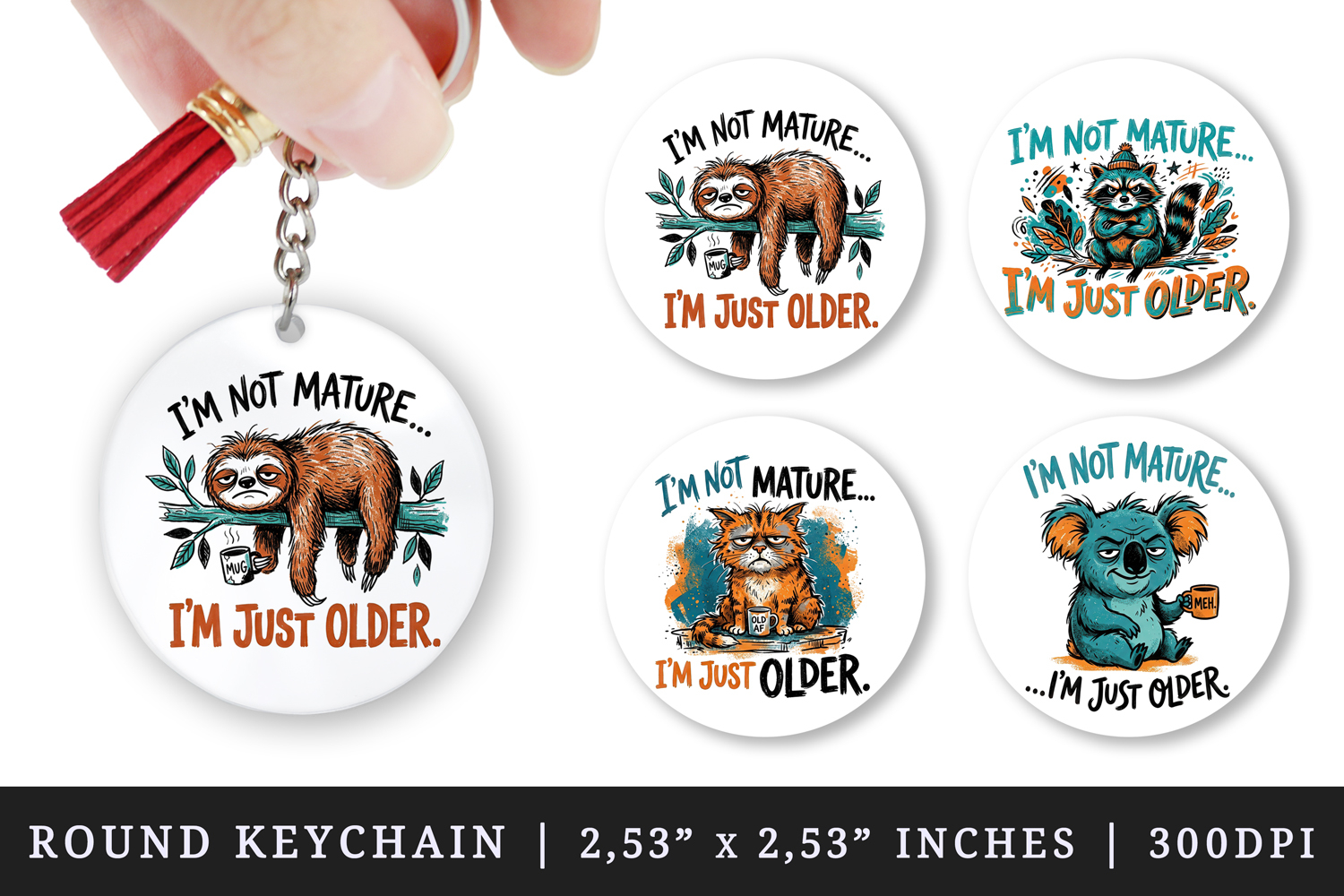 Sarcastic Quote round keychain pintable sublimation design product image 1