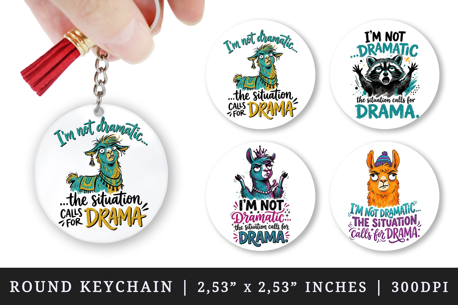 Sarcastic Quote round keychain pintable sublimation design product image 1