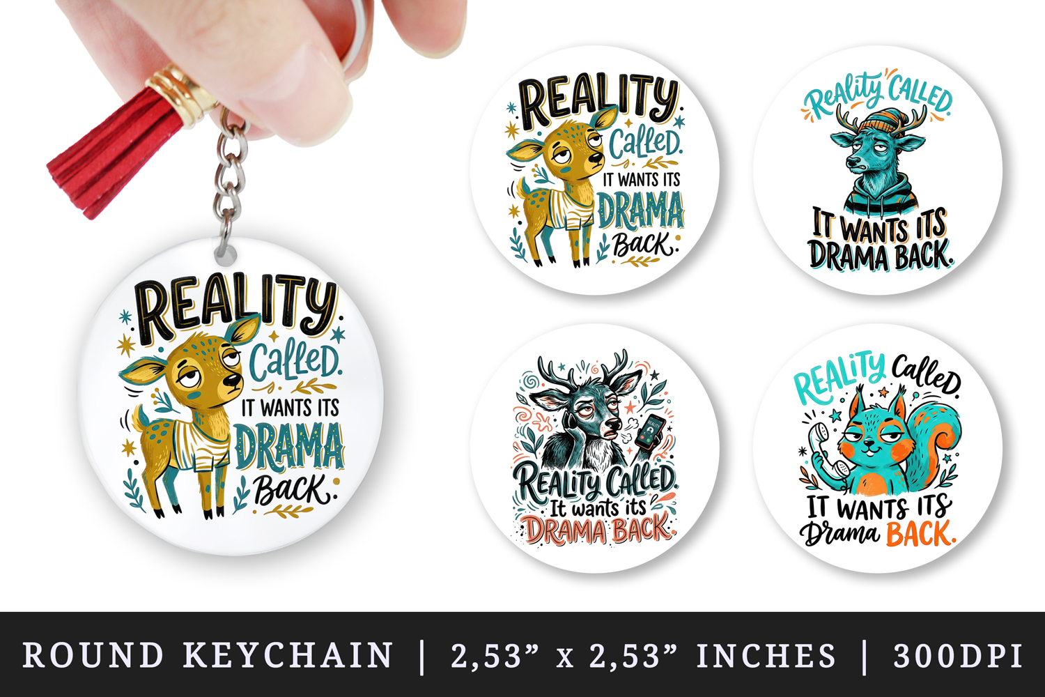 Sarcastic Quote round keychain pintable sublimation design product image 1