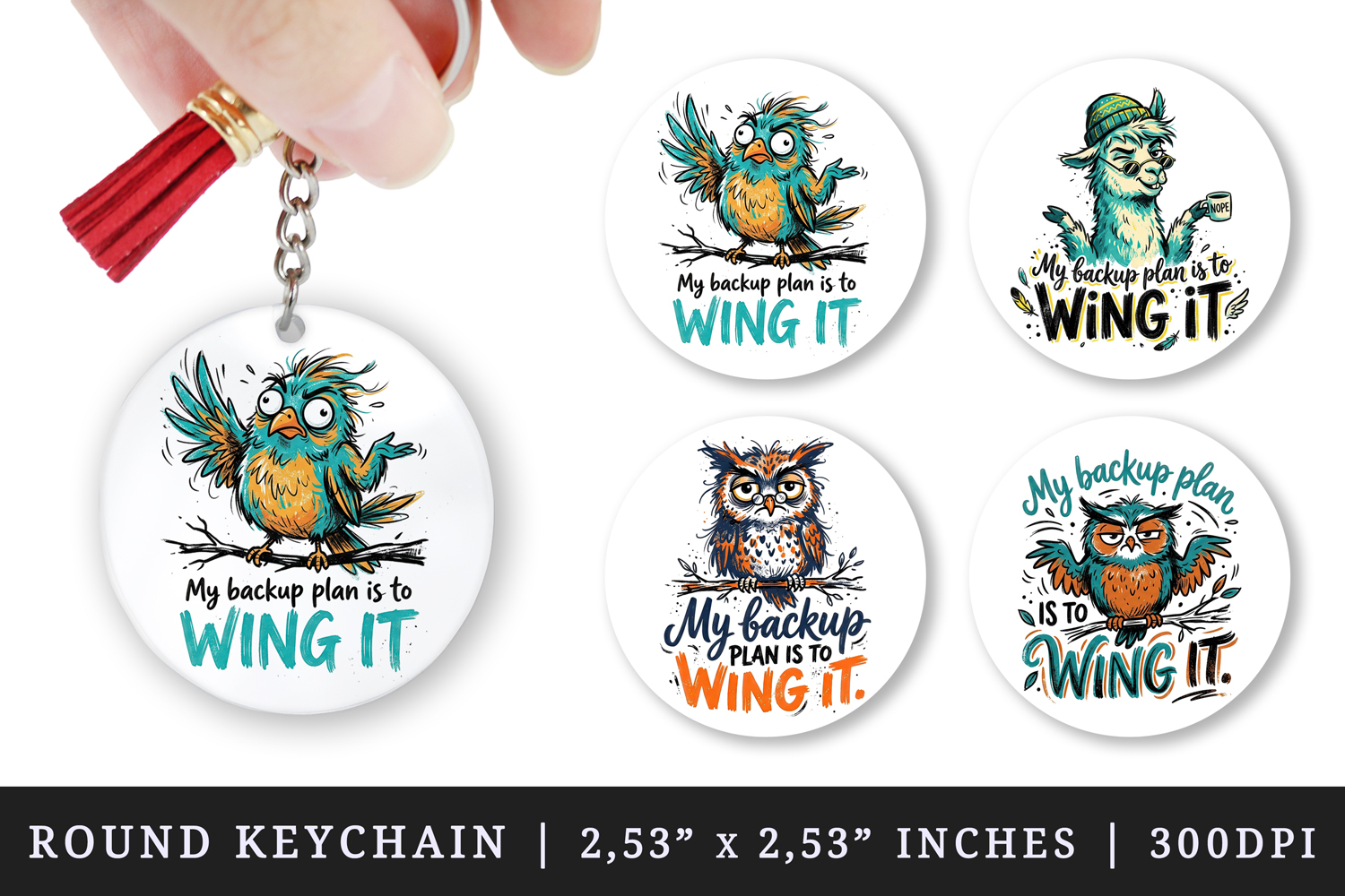 Sarcastic Quote round keychain pintable sublimation design product image 1