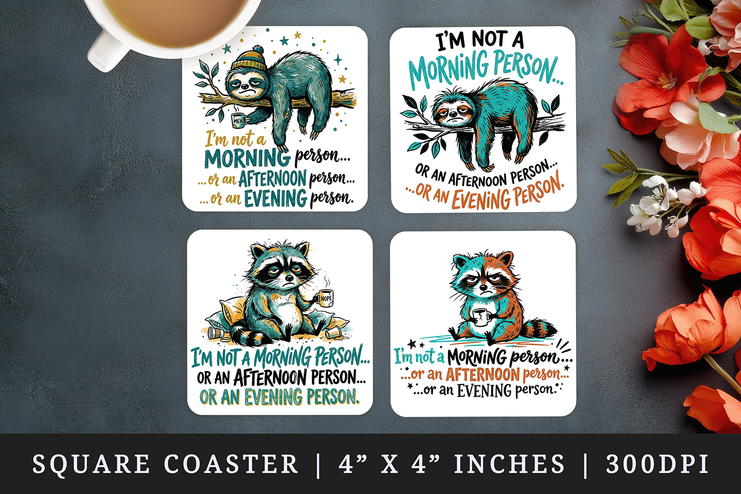 Sarcastic Quote square coaster sublimation, coasters design product image 1
