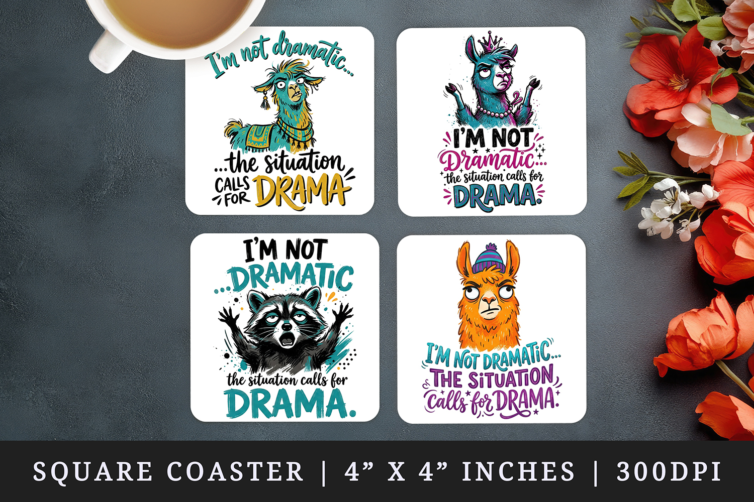 Sarcastic Quote square coaster sublimation, coasters design product image 1