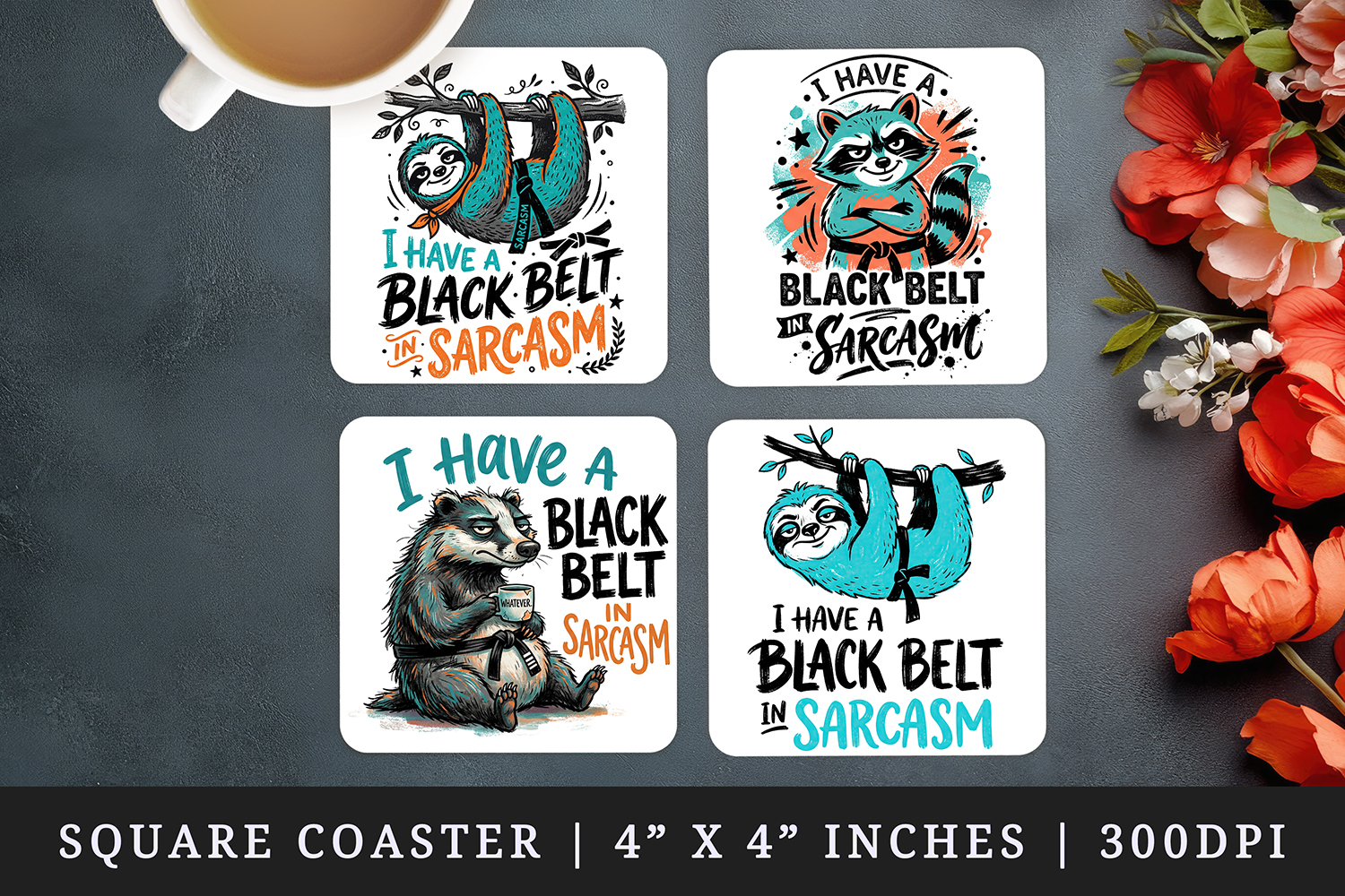 Sarcastic Quote square coaster sublimation, coasters design product image 1