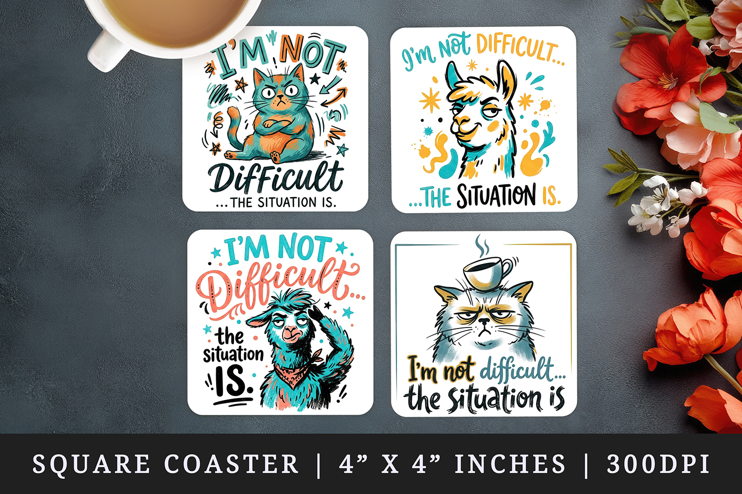 Sarcastic Quote square coaster sublimation, coasters design product image 1