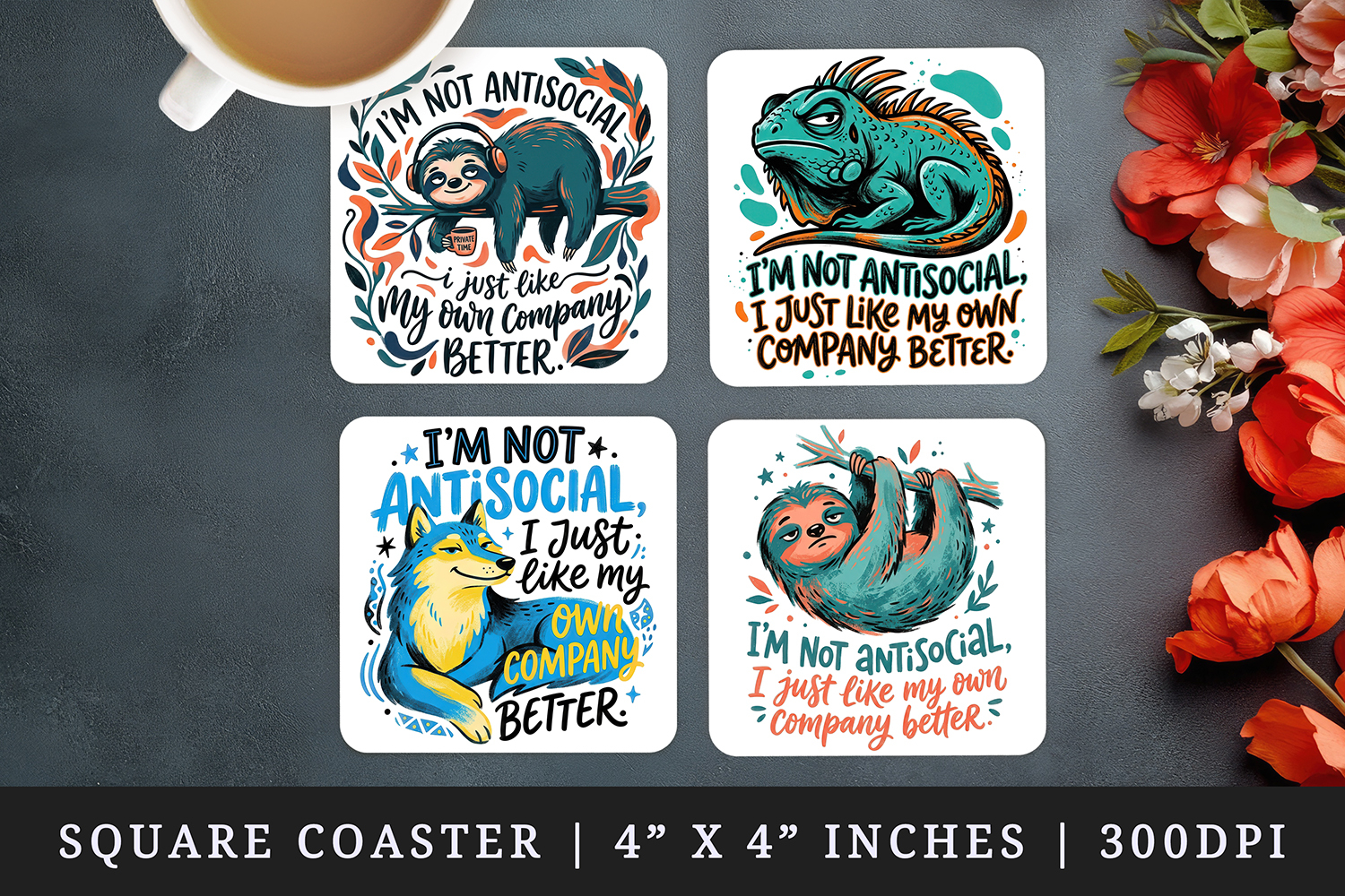 Sarcastic Quote square coaster sublimation, coasters design product image 1