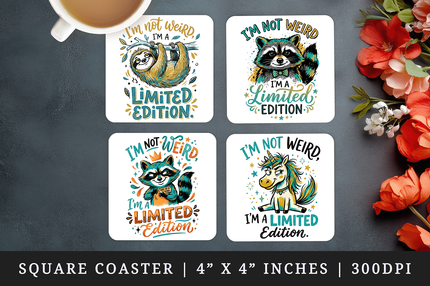 Sarcastic Quote square coaster sublimation, coasters design product image 1