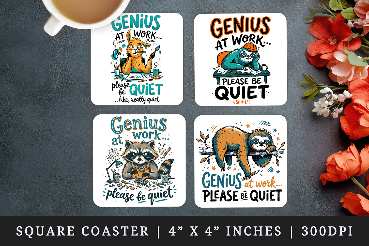 Sarcastic Quote square coaster sublimation, coasters design product image 1