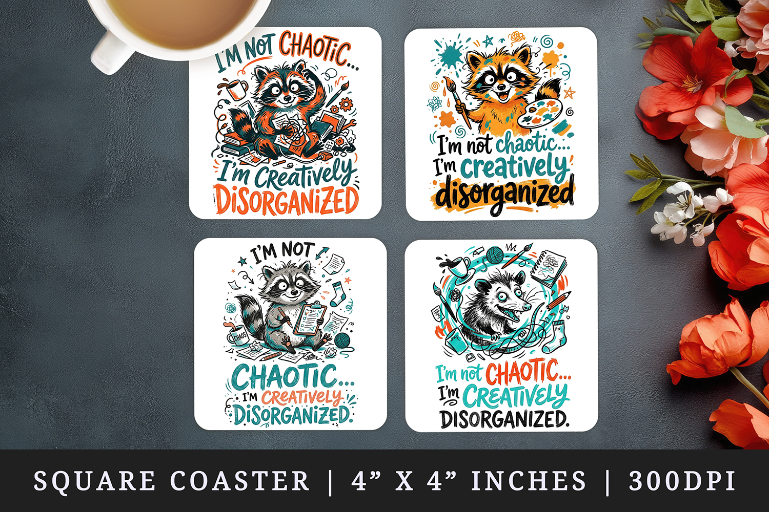 Sarcastic Quote square coaster sublimation, coasters design product image 1