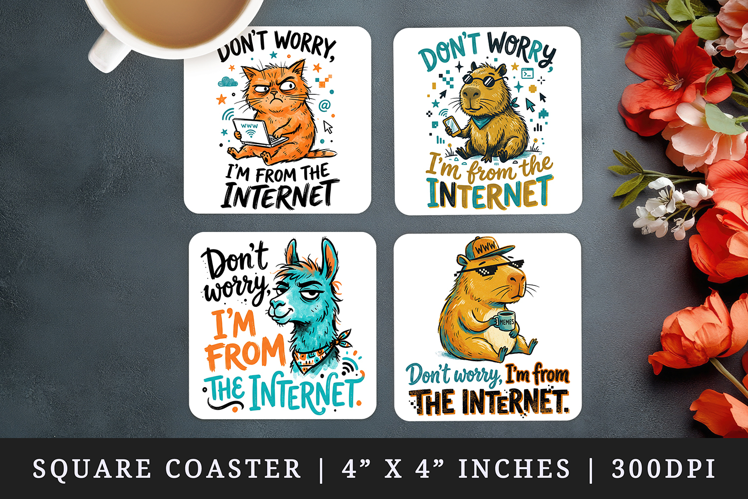 Sarcastic Quote square coaster sublimation, coasters design product image 1
