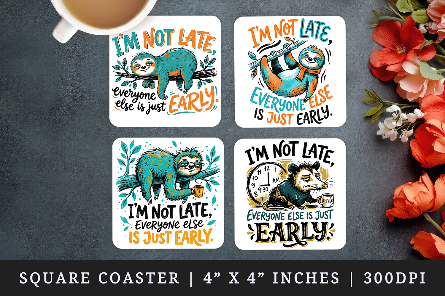 Sarcastic Quote square coaster sublimation, coasters design product image 1