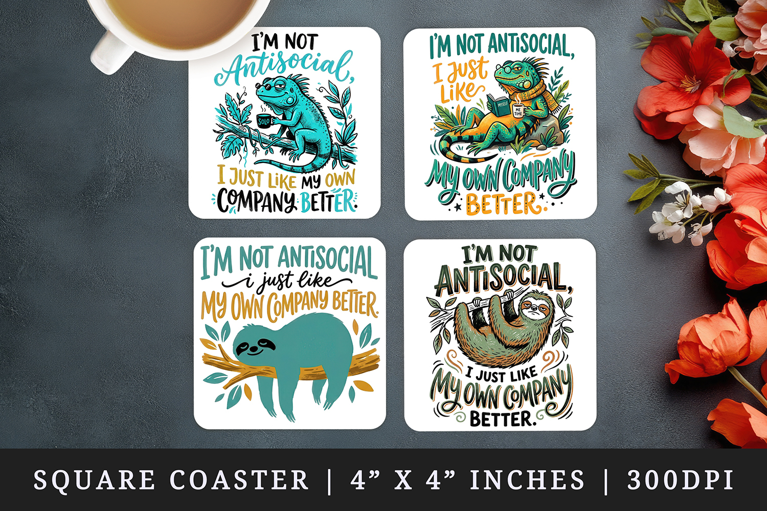 Sarcastic Quote square coaster sublimation, coasters design product image 1