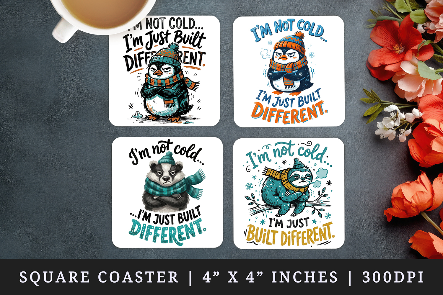 Sarcastic Quote square coaster sublimation, coasters design product image 1