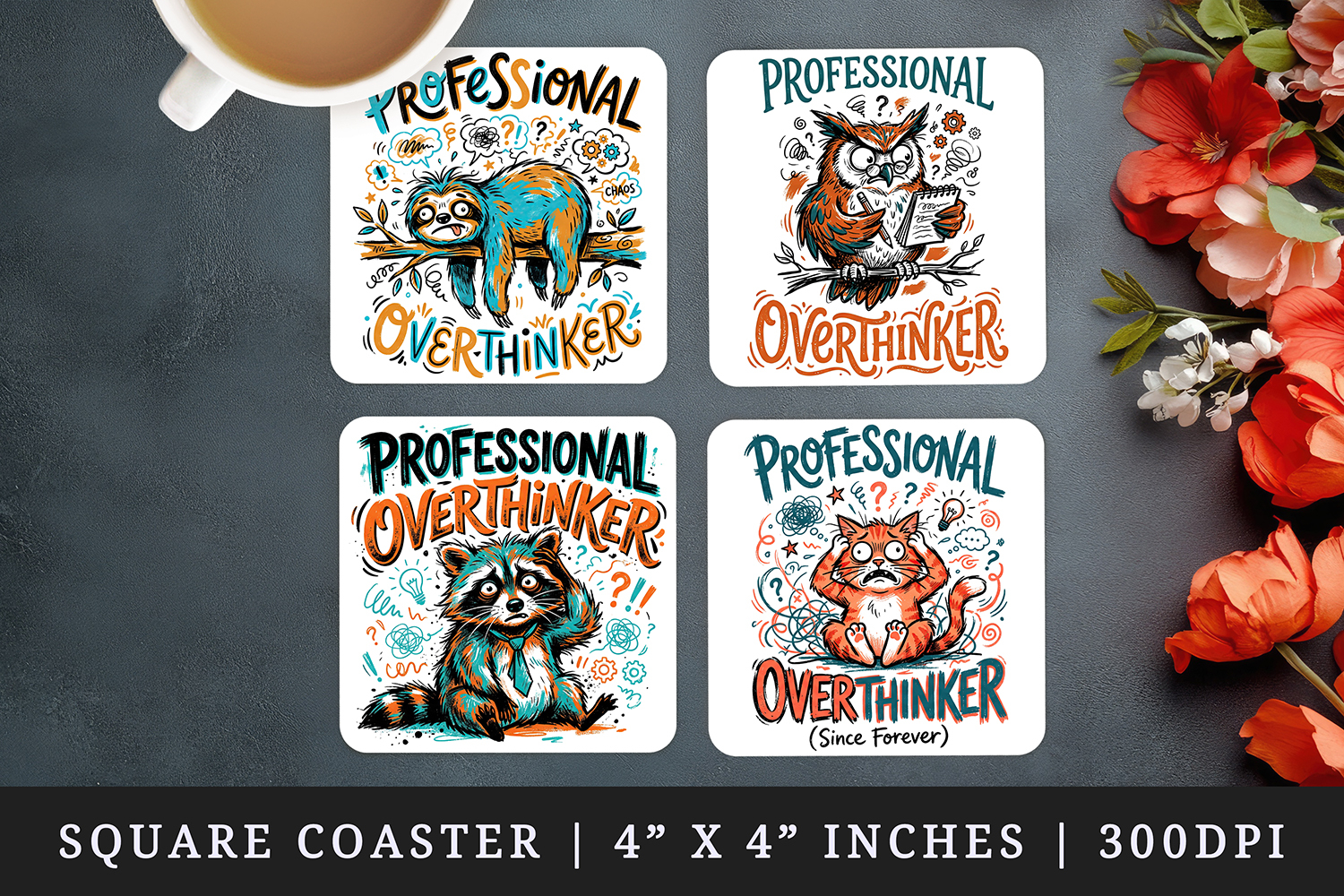 Sarcastic Quote square coaster sublimation, coasters design product image 1
