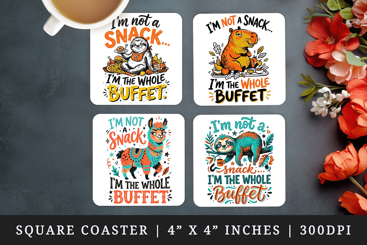 Sarcastic Quote square coaster sublimation, coasters design product image 1