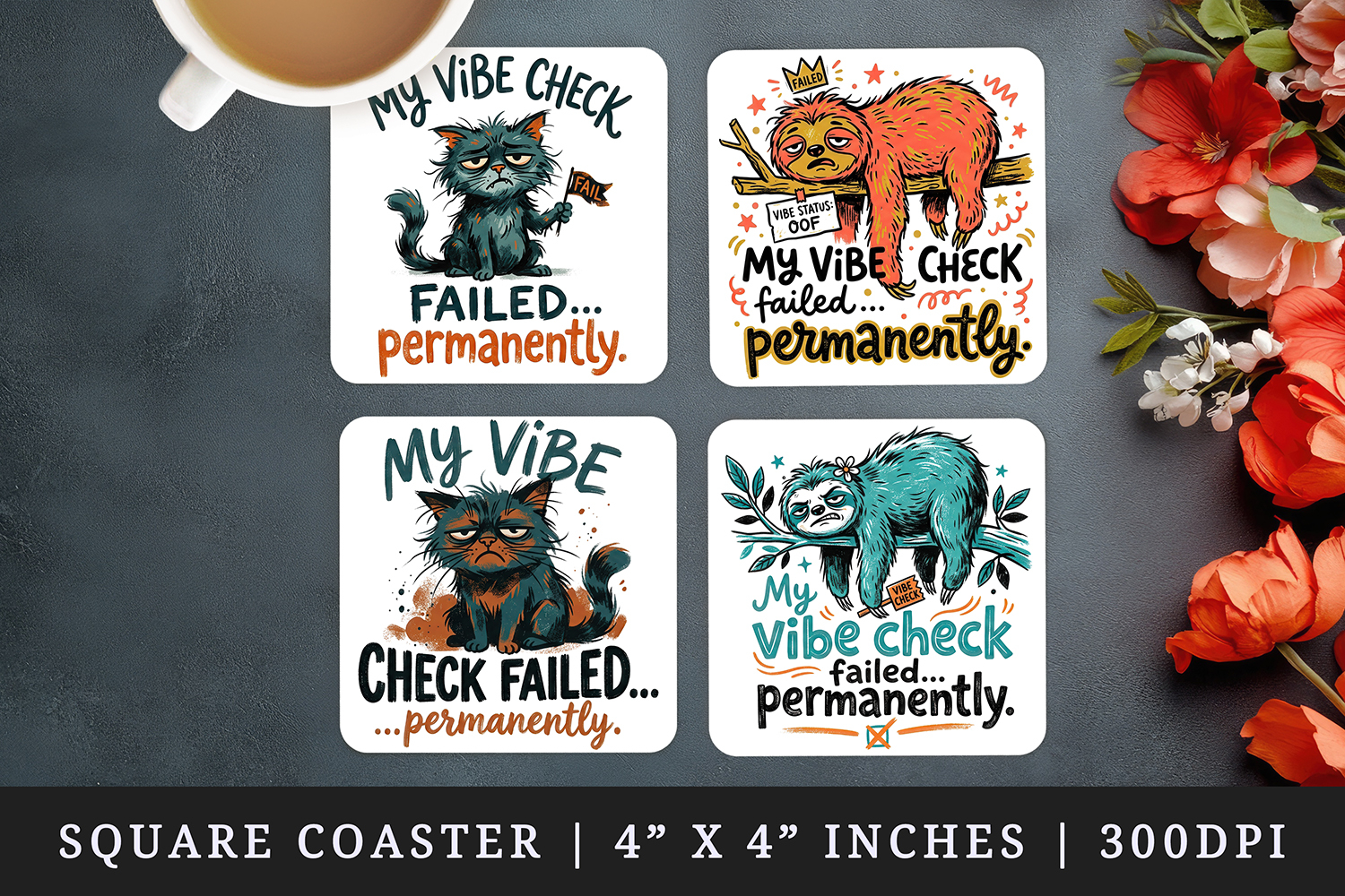 Sarcastic Quote square coaster sublimation, coasters design product image 1