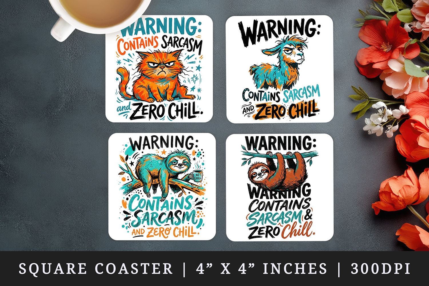 Sarcastic Quote square coaster sublimation, coasters design product image 1