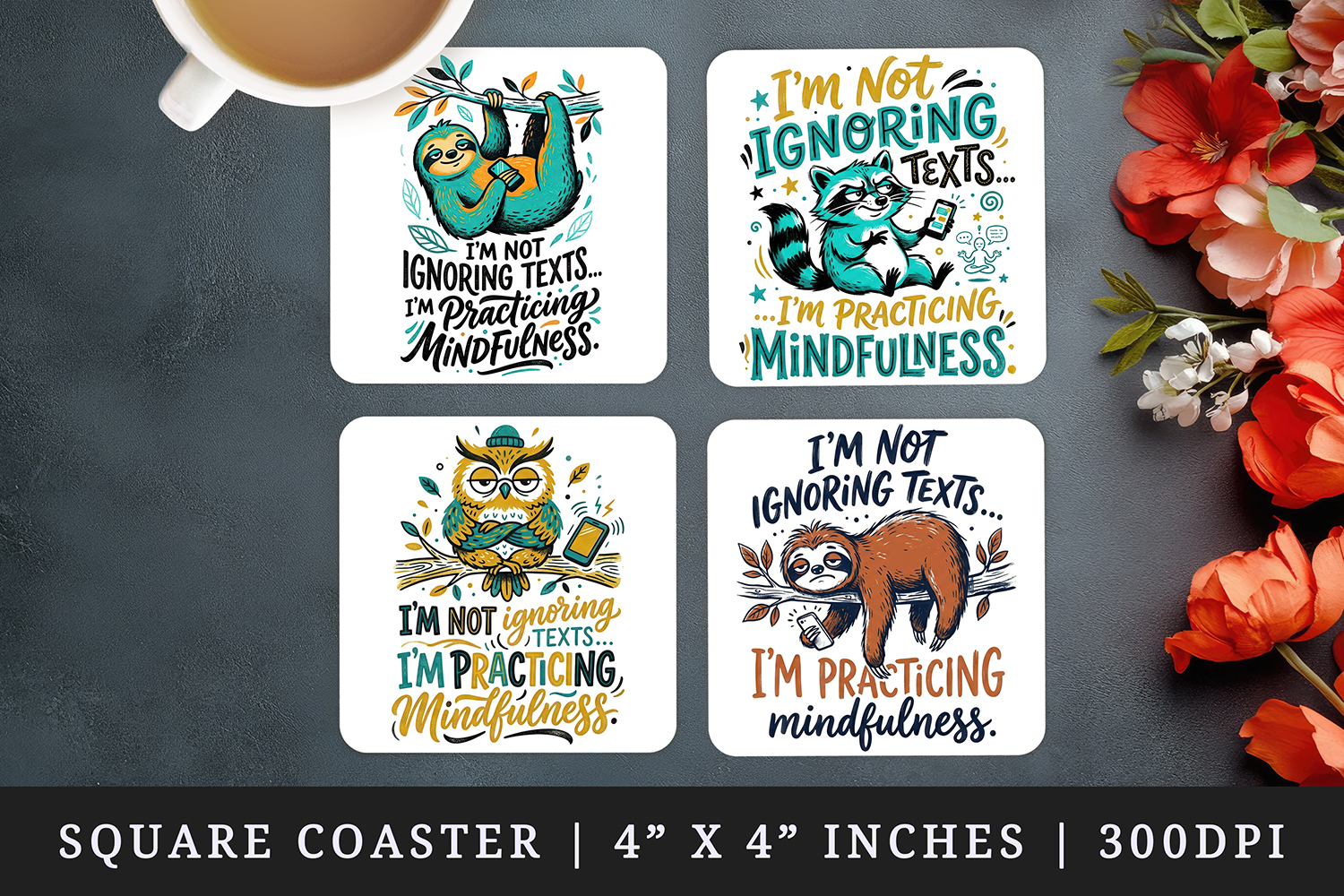 Sarcastic Quote square coaster sublimation, coasters design product image 1