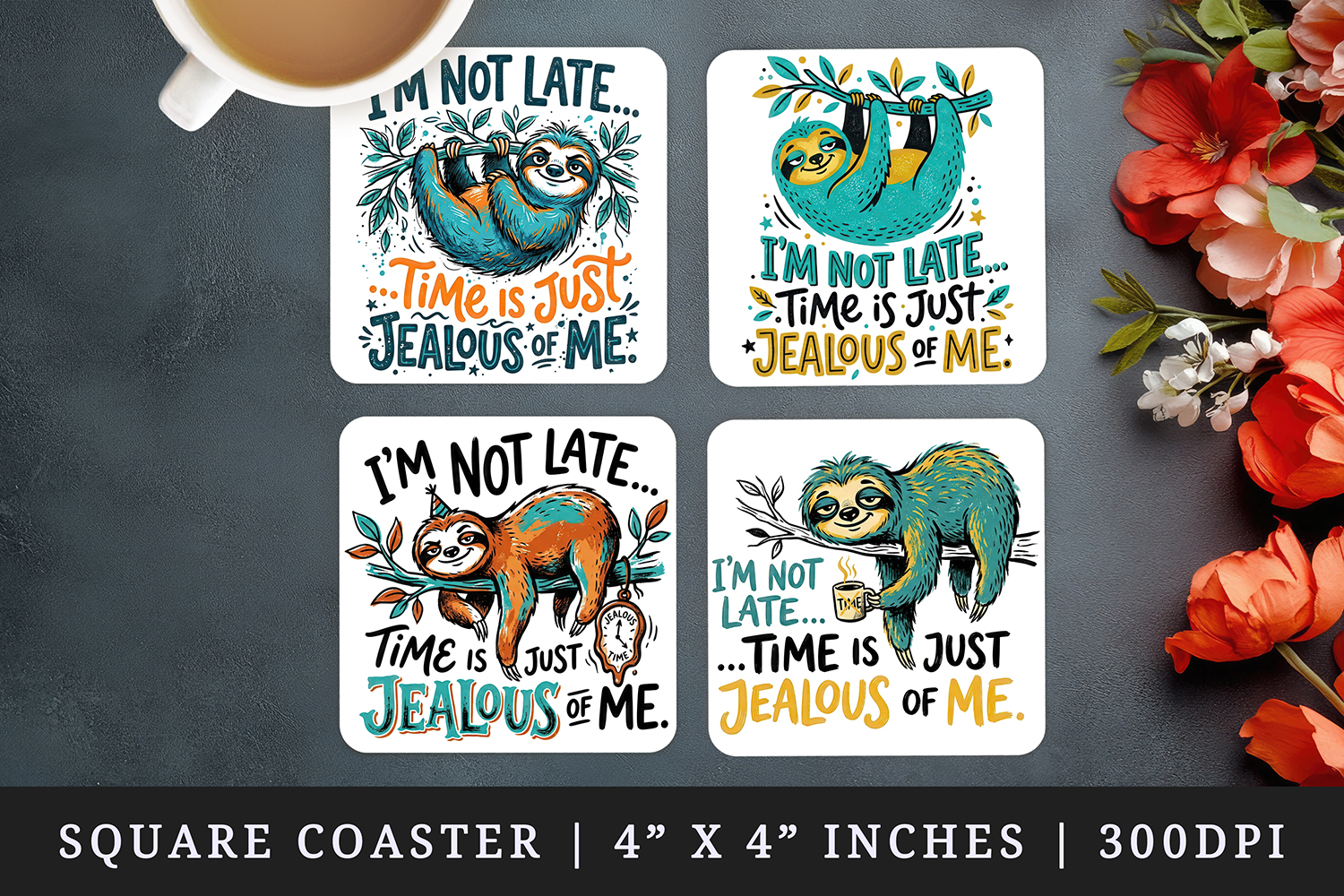 Sarcastic Quote square coaster sublimation, coasters design product image 1