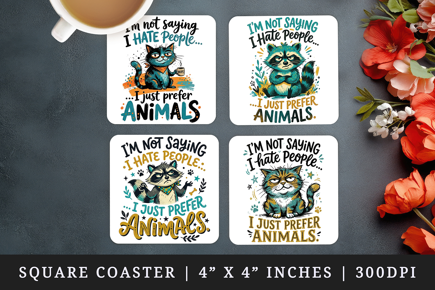 Sarcastic Quote square coaster sublimation, coasters design product image 1
