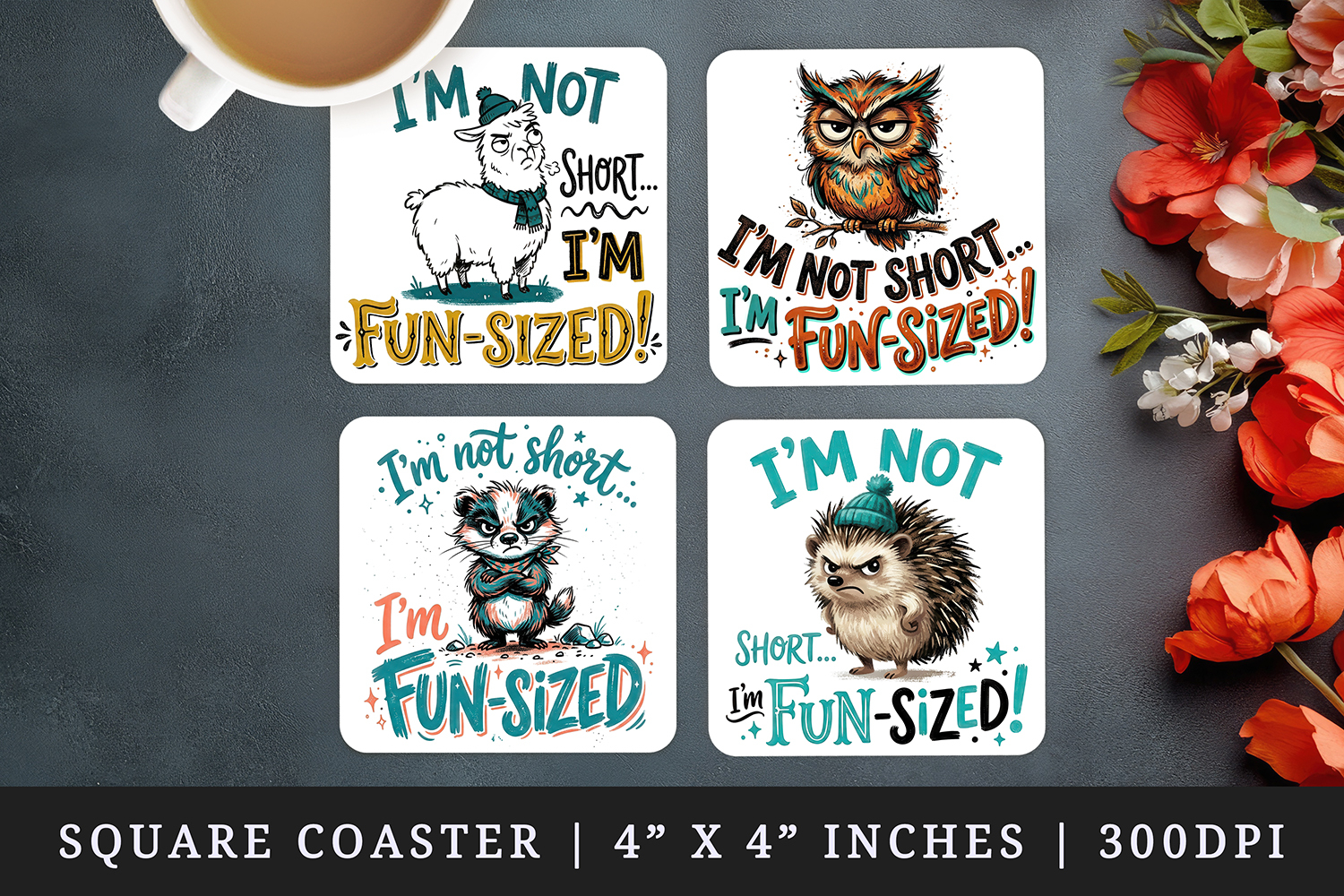 Sarcastic Quote square coaster sublimation, coasters design product image 1