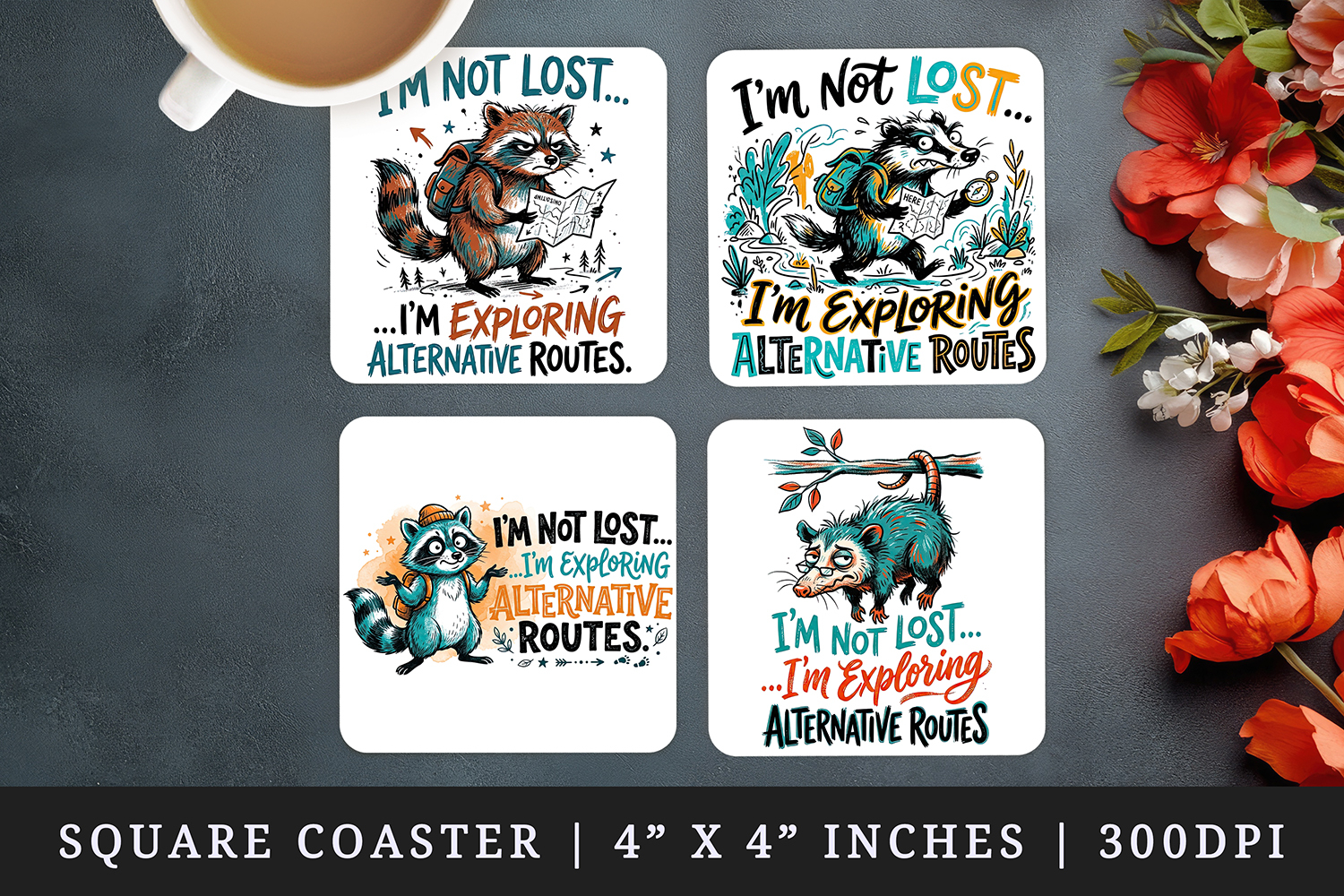 Sarcastic Quote square coaster sublimation, coasters design product image 1