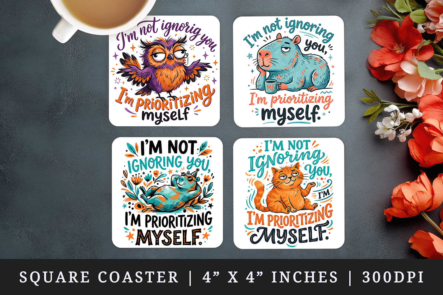 Sarcastic Quote square coaster sublimation, coasters design product image 1