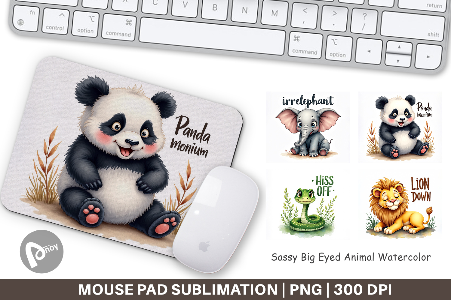 Sassy Big-Eyed Animal Puns Mouse Pad product image 1