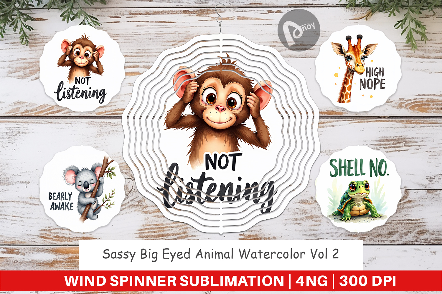 Sassy Big-Eyed Animal Puns Wind Spinner product image 1