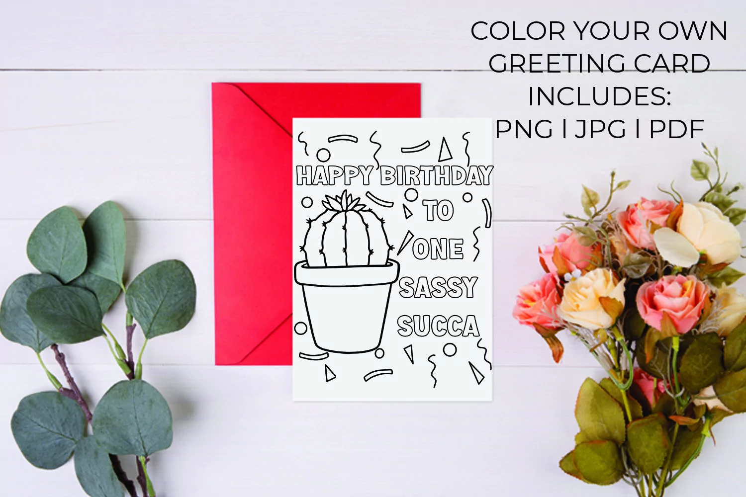 One Sassy Succa Happy Birthday Coloring Greeting Card product image 1